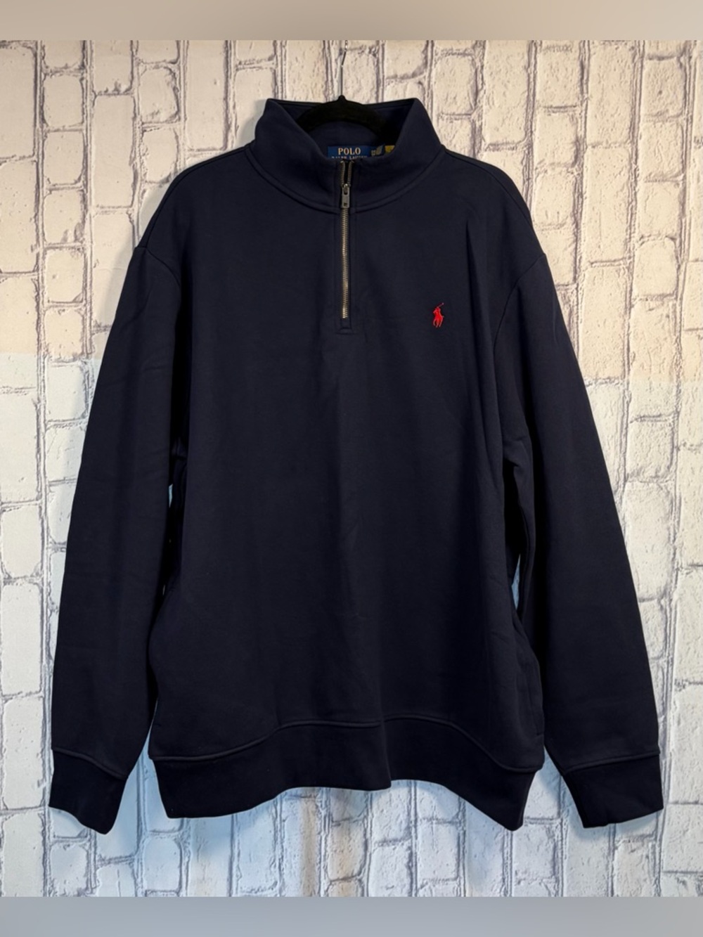 Macy’s Polo Ralph Lauren:XXL Men’s Navy Quarter-Zip Pullover Red Pony Logo